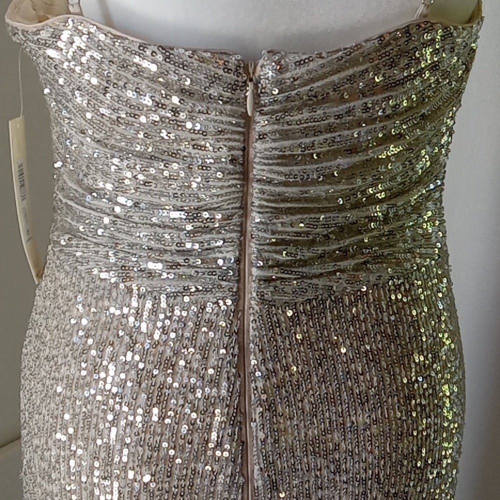 Eliza J Women's Sequins Maxi Dress Size 8 Silver Sleeveless - Picture 4 of 8